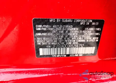 2024 Subaru Crosstrek Premium z USA, uszkodzony, nr VIN JF2GUADC0R8284792